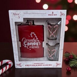 Candy Cane Flask and Shot Glass Set